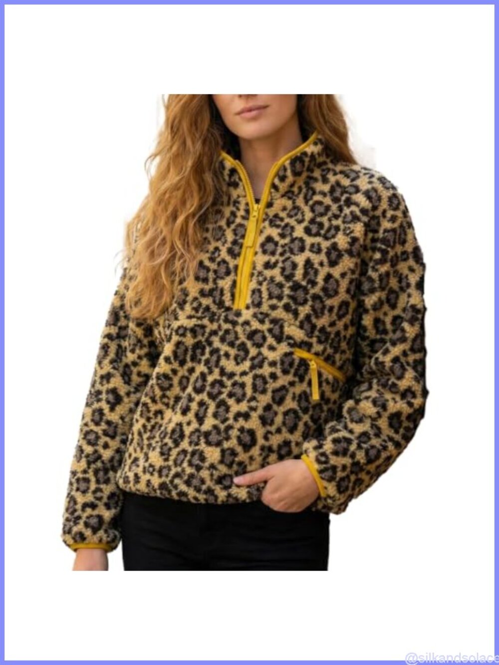 Women Fleece Half Zip Sherpa Jacket Long Sleeve Warm Pullover